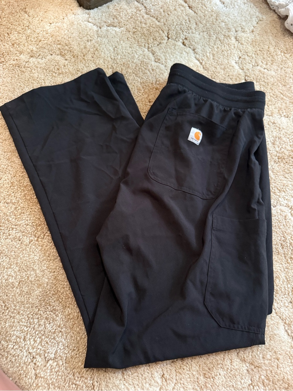 Carhartt Black Straight Leg Scrub Pants with Logo Patch